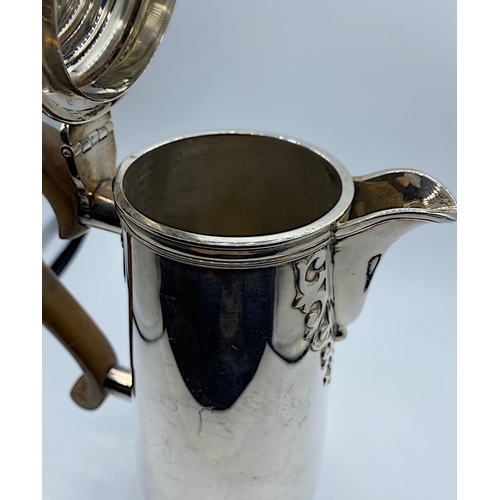 32 - Tankard Style Silver Coffee Pot made in London 1968, weight 847g and 28cm tall