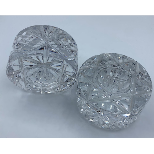 48 - Pair of Cut Glass Paperweights, 600g each and 8cm diameter (2)