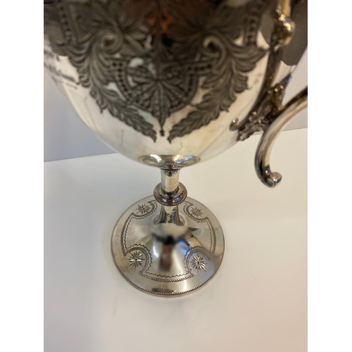 99 - Footbal Interest  Antique Australian Football Silver Plated Sporting Lidded Cup Presented in 1898, f... 