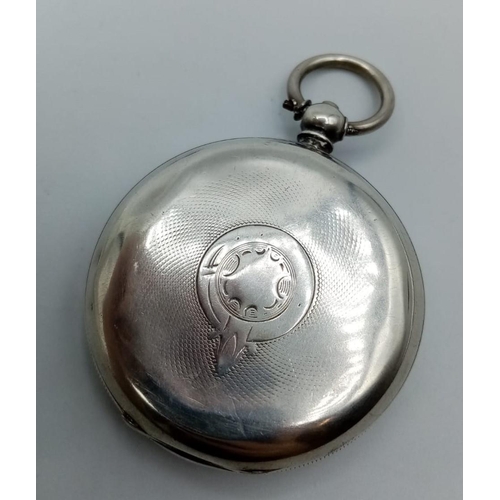 267 - Antique Silver Open Faced Pocket Watch, face showing 'The Veracity Watch' Masters Ltd Rye, white ena... 