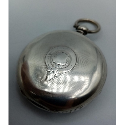 267 - Antique Silver Open Faced Pocket Watch, face showing 'The Veracity Watch' Masters Ltd Rye, white ena... 