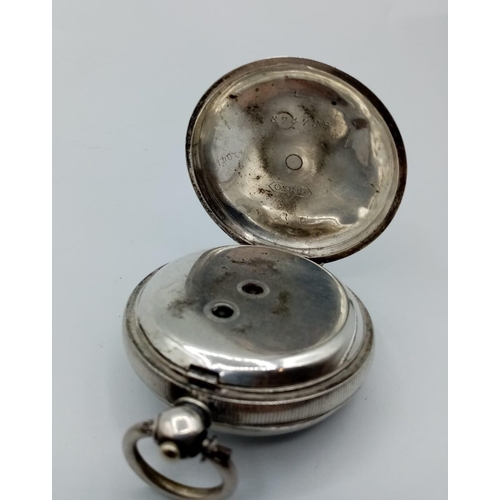 267 - Antique Silver Open Faced Pocket Watch, face showing 'The Veracity Watch' Masters Ltd Rye, white ena... 