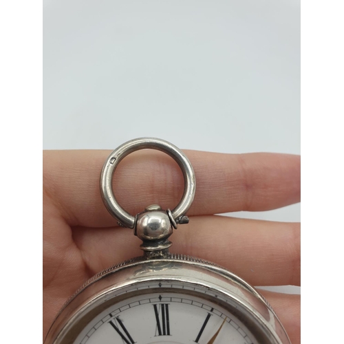 267 - Antique Silver Open Faced Pocket Watch, face showing 'The Veracity Watch' Masters Ltd Rye, white ena... 