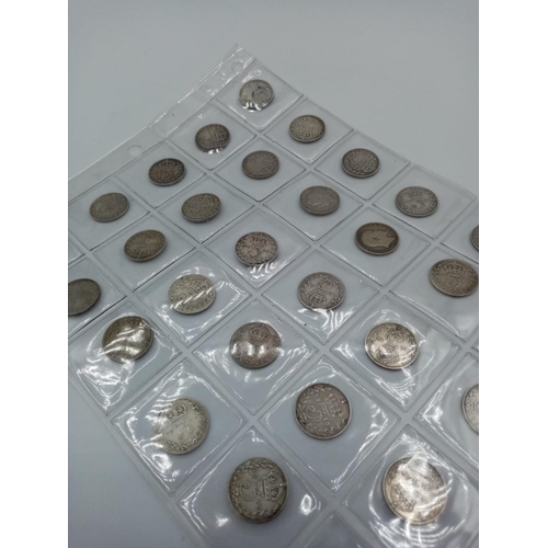 268 - Good selection of 30 x Silver threepences all different dates (no doubles), mostly in sequence from ... 