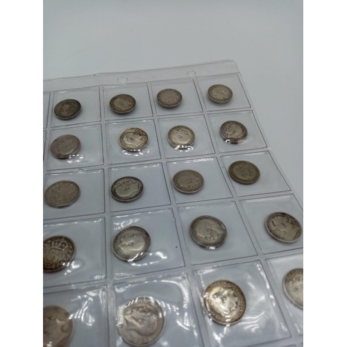 268 - Good selection of 30 x Silver threepences all different dates (no doubles), mostly in sequence from ... 