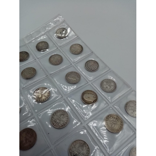 268 - Good selection of 30 x Silver threepences all different dates (no doubles), mostly in sequence from ... 