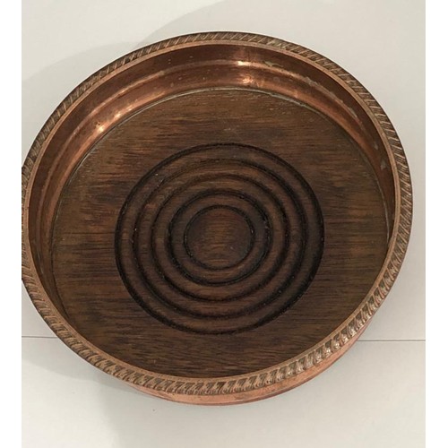 137 - Vintage Sheffield Silver Plate Coaster dish wood lined plate remnants mainly showing Copper base.