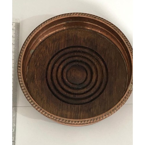 137 - Vintage Sheffield Silver Plate Coaster dish wood lined plate remnants mainly showing Copper base.