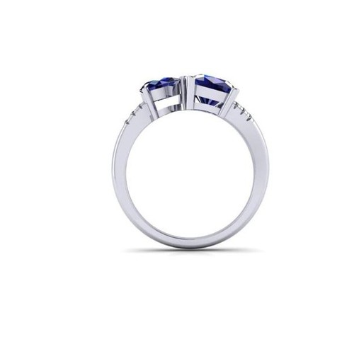 161 - Platinum custom made Ring with 3 Sapphire (3.02ct) and encrusted Diamonds, size O1/2 and weight 7.5g... 