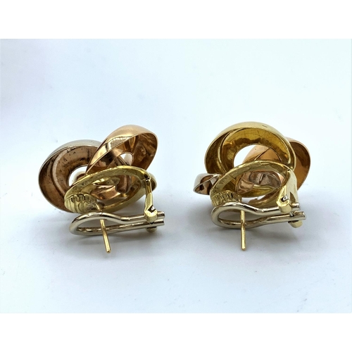 256 - A Pair Of 18ct Earrings In 3 colours Gold 13.2g