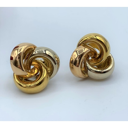 256 - A Pair Of 18ct Earrings In 3 colours Gold 13.2g