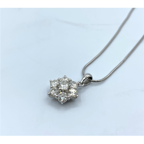 258 - 18ct White Gold And Diamond Pendant With Approx. 2ct in Total On A 9ct Necklace. 5.8g 45cm