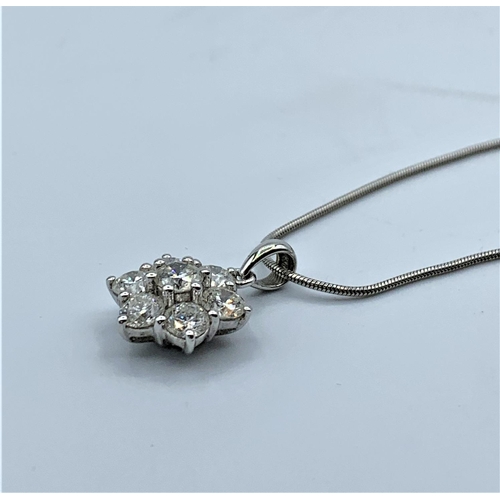 258 - 18ct White Gold And Diamond Pendant With Approx. 2ct in Total On A 9ct Necklace. 5.8g 45cm