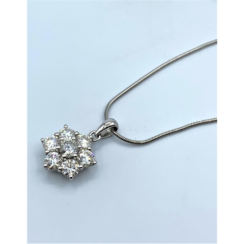 258 - 18ct White Gold And Diamond Pendant With Approx. 2ct in Total On A 9ct Necklace. 5.8g 45cm