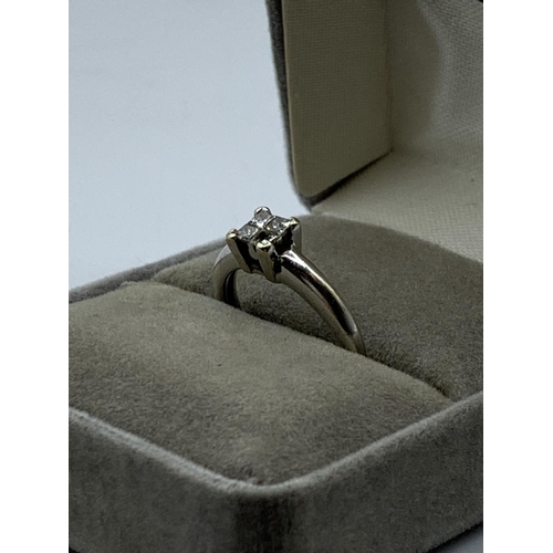 278 - 18CT White Gold Ring with 4 Square Diamonds totalling 0.80ct, weight 2.8g and size J/K