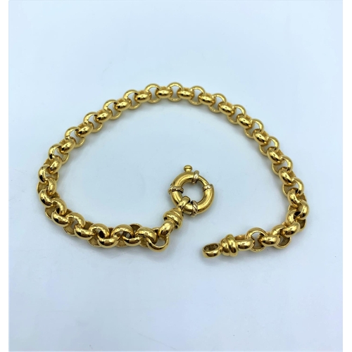 290 - 18ct yellow Gold Belcher Bracelet, weight 12g and 18cm long approx