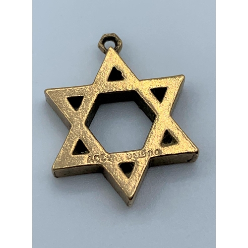 294 - 9ct Gold Star of David Charm/Pendant, weight 3.4g and 15mm long