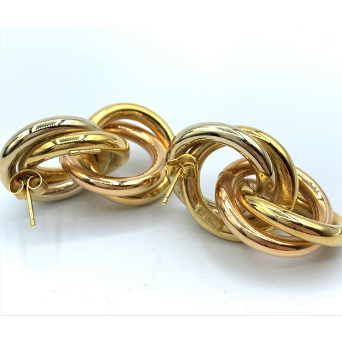 352 - Pair Of 18ct Gold Classic Designer Earrings. 15g