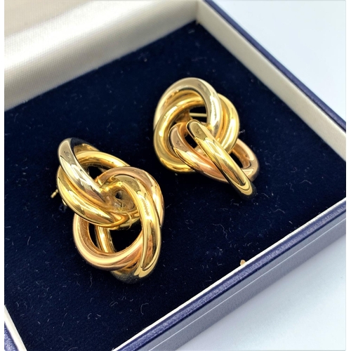 352 - Pair Of 18ct Gold Classic Designer Earrings. 15g