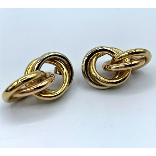 352 - Pair Of 18ct Gold Classic Designer Earrings. 15g