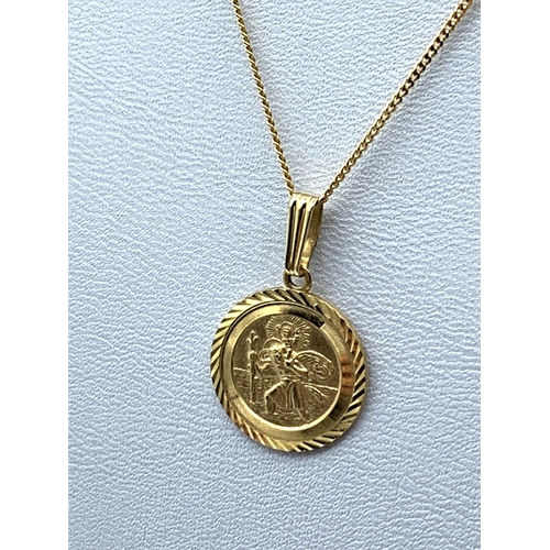 354 - 9ct St Christopher Pendant on a 9ct Necklace, weight 2.4g and 40cm long chain