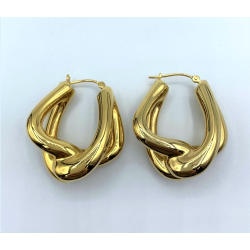 358 - A Pair of 14ct Yellow Gold Earrings, Modern Design 4.3g