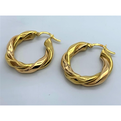 367 - A Pair of 18ct Rose Gold Hoop Earrings, weight 7.9g