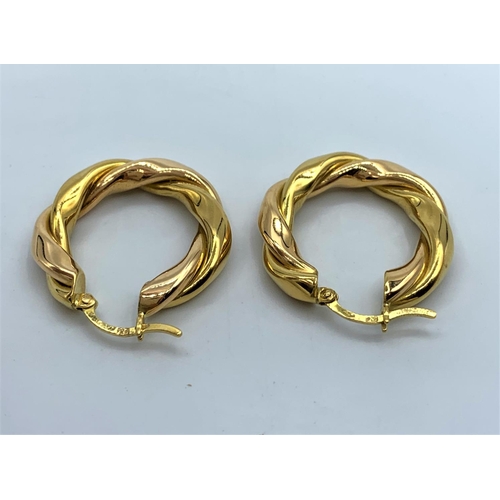 367 - A Pair of 18ct Rose Gold Hoop Earrings, weight 7.9g