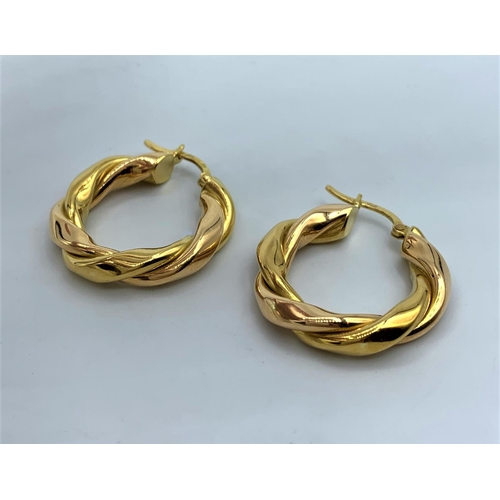 367 - A Pair of 18ct Rose Gold Hoop Earrings, weight 7.9g