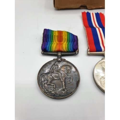 167 - 3x War Medals, a 1914-18 Service Medals, a 1939-45 Service Medal and the Defence Medal 1939-45 in Or... 