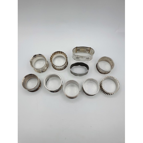 192 - 10x assorted Vintage Silver Serviette Rings, weight 223g (10)