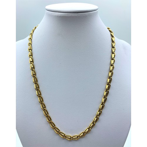 244 - 18ct yellow and white Gold designer Necklace, weight 44.7g and 42cm long