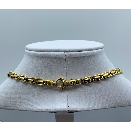 244 - 18ct yellow and white Gold designer Necklace, weight 44.7g and 42cm long