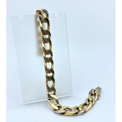 246 - 18ct yellow and white Gold heavy link Bracelet, weight 53.1g and 21cm long