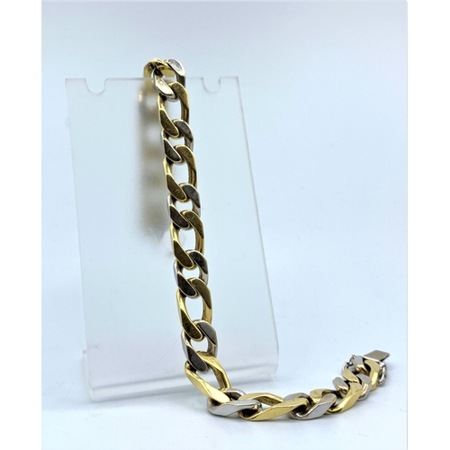 246 - 18ct yellow and white Gold heavy link Bracelet, weight 53.1g and 21cm long