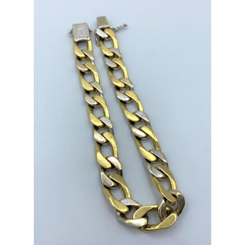 246 - 18ct yellow and white Gold heavy link Bracelet, weight 53.1g and 21cm long