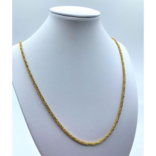 250 - 18ct Yellow Gold Solid Twist Decorative Necklace. 26.7g 78cm