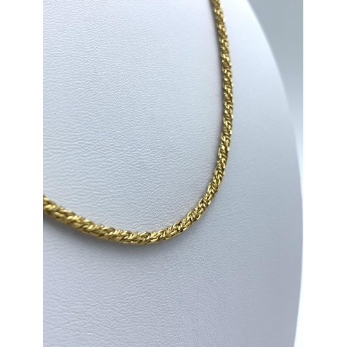 250 - 18ct Yellow Gold Solid Twist Decorative Necklace. 26.7g 78cm