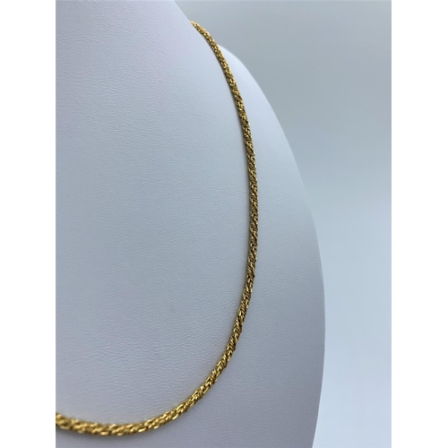 250 - 18ct Yellow Gold Solid Twist Decorative Necklace. 26.7g 78cm