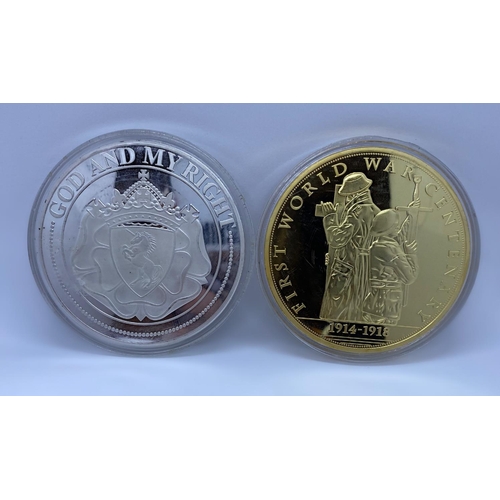 205 - 2x large Commemorative Coins, weight 270g and 75mm diameter (2)