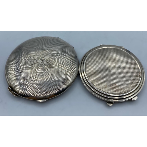 265 - 2x Silver Compacts 1950s, total weight 110g, 6cm and 6.5cm diameters (2)