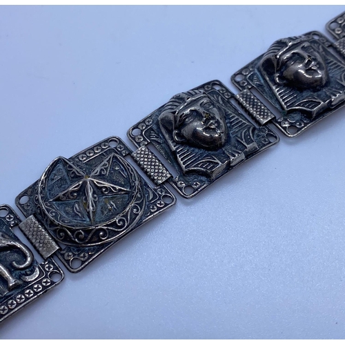 273 - Vintage Egyptian Silver bracelet, weight 27g and 19cm long and 22mm wide