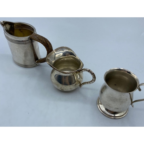 291 - 3x assorted Antique Silver Jugs, weight 170g approx (3)