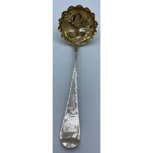 295 - Antique Silver Fruit Spoon Hallmarked London 1787, weight 49g and 17cm long approx