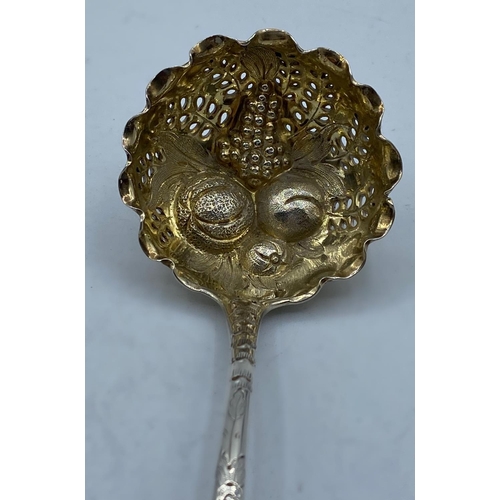 295 - Antique Silver Fruit Spoon Hallmarked London 1787, weight 49g and 17cm long approx