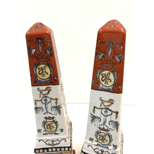 327 - Pair of Chinese Porcelain Ceremonial Ornaments, 32cm tall in perfect condition (2)