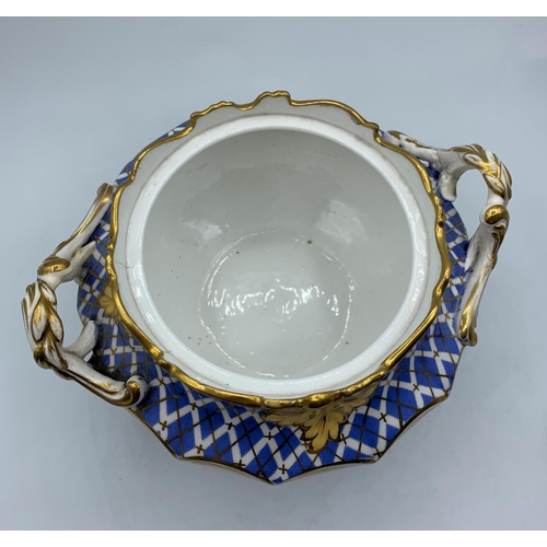 329 - H & R Daniel twin handled Sugar Box with Lid (pattern no 6333) unusual Slanting Rose on lid, 15cm ta... 