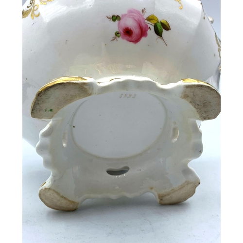 329 - H & R Daniel twin handled Sugar Box with Lid (pattern no 6333) unusual Slanting Rose on lid, 15cm ta... 