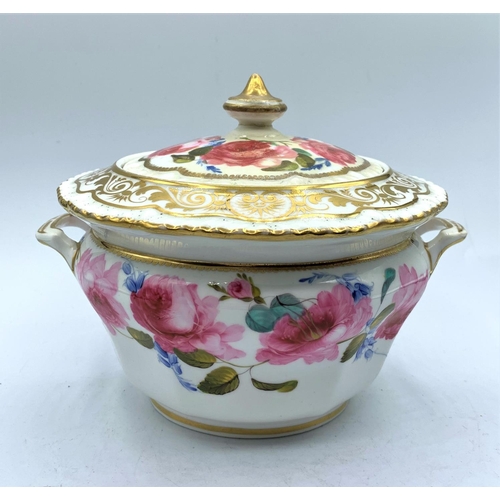 331 - H & R Daniel pink rose Sugar Box with lid pattern no 3915 First Gadroon shape in good condition, 13c... 