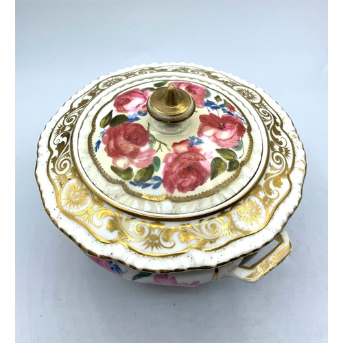 331 - H & R Daniel pink rose Sugar Box with lid pattern no 3915 First Gadroon shape in good condition, 13c... 